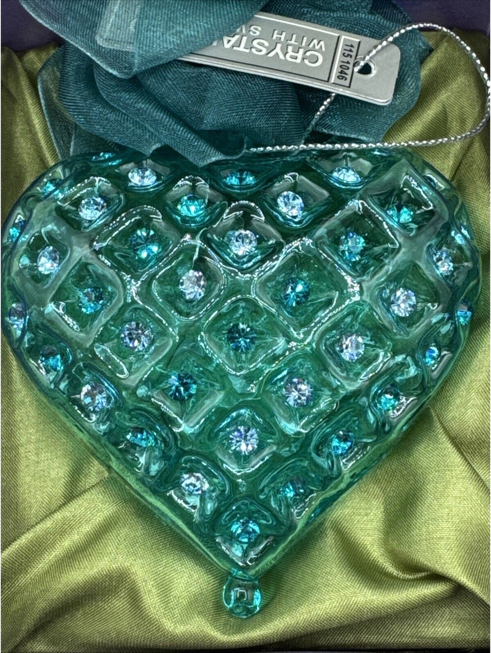 Swarovski Crystals Expressions From The Heart 3” Ornament Teal Color Of Love